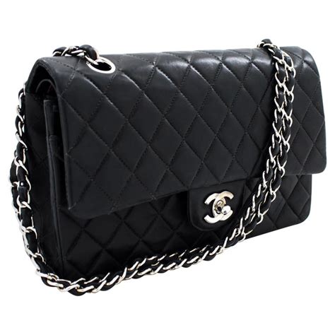 chanel bag black and silver|large chanel shoulder bag.